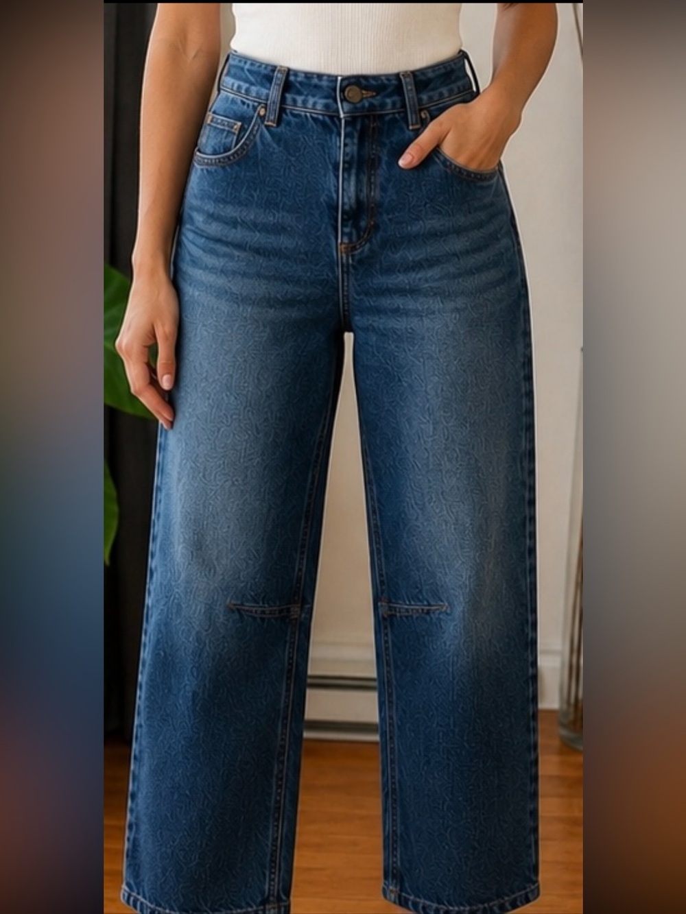Gardeur Medium Blue High-Rise barrel  Leg Jeans